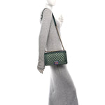 Iridescent Goatskin Quilted Medium Boy Flap Green