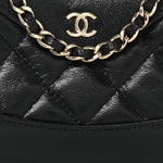 Shiny Lambskin Quilted Micro 31 Clutch With Chain Black