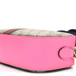 GG Supreme Monogram Textured Dollar Calfskin Web Ophidia Small Crossbody Bag Beige Ebony Fuchsia