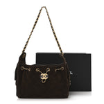 Suede Quilted Mini Chanel 25 Handbag Dark Brown