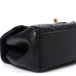 Shiny Sheepskin Quilted Mini Trapezio Flap Black