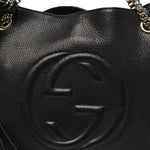 Pebbled Calfskin Medium Soho Chain Shoulder Bag Black