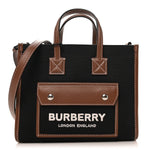 Canvas Smooth Calfskin Mini Two Tone Freya Tote Black Tan