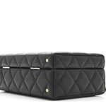 Lambskin Quilted Small CC Top Handle Box Bag Black