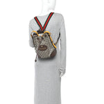 GG Supreme Monogram Neo Vintage Drawstring Bucket Backpack Beige New Acero Crop