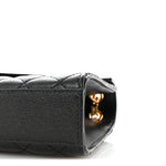 Grain De Poudre Textured Mixed Matelasse Triquilt Medium Monogram Satchel Black