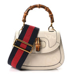 Monogram Jumbo GG Textured Dollar Calfskin Web Mini Bamboo 1947 Top Handle Bag Off White