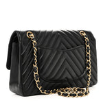 Lambskin Chevron Quilted Medium Double Flap Black