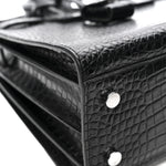 Calfskin Crocodile Embossed Baby Sac De Jour Black