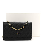 Caviar Quilted Wallet on Chain WOC Black