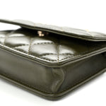 Lambskin Quilted Clutch With Chain Green