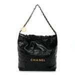 Shiny Calfskin Quilted Small Chanel 22 Black