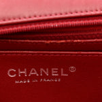 Patent Calfskin Quilted Mini Rectangular Flap Dark Red