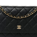 Caviar Quilted Wallet on Chain WOC Black