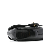 Patent Calfskin Quilted Mini Clutch Black