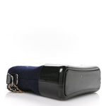 Calfskin Wool Embroidered Paris Hamburg Small Gabrielle Hobo Dark Navy Blue