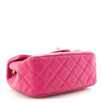 Lambskin Quilted Mini Pearl Crush Flap Fuchsia
