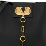 Grainy Calfskin VLogo Escape Hobo Bag Black