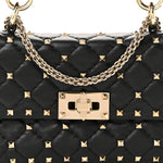 Nappa Small Rockstud Spike Shoulder Bag Black