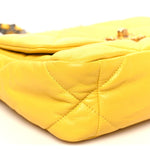 Shiny Goatskin Quilted Medium Chanel 19 Flap Yellow