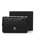 Caviar Quilted Jumbo Double Flap Black