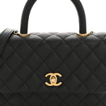 Caviar Quilted Mini Coco Handle Flap Black