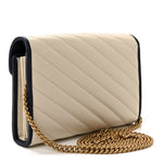 Vintage Effect Calfskin Matelasse Diagonal Torchon GG Marmont Chain Wallet Mystic White Blue Agata