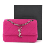 Jersey Wool Patchwork Monogram Medium Jamie Baguette Magenta