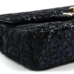Sequin Quilted Small Single Flap Black