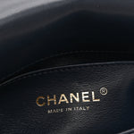 Shiny Lambskin Small Chain Is More Flap Navy Blue