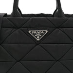 Re-Nylon Nappa Triangle Quilted Padded Small Double Handled Zip Tote Black