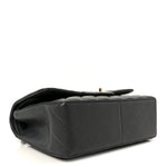 Caviar Quilted Jumbo Double Flap Dark Grey