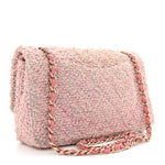 Tweed Medium Double Flap Pink