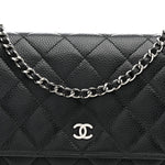 Caviar Quilted Wallet on Chain WOC Black