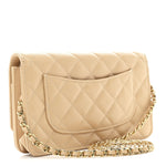 Caviar Quilted Wallet on Chain WOC Beige