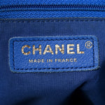 Calfskin Quilted Large CC Shopping Tote Blue