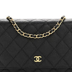 Caviar Quilted Wallet on Chain WOC Black