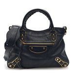 Chevre Gold Metallic Edge Hardware Town Bleu Nuit Dark Sea