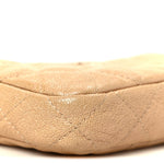 Metallic Caviar Quilted Small Clutch With Chain Gold