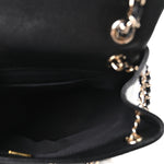 Shiny Caviar Quilted Medium Duma Pockets Drawstring Backpack Black