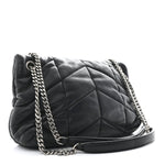 Lambskin Quilted Small Loulou Puffer Monogram Chain Satchel Black