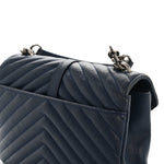 Sheepskin Matelasse Chevron Monogram Medium College Bag Navy