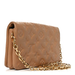 Lambskin Embossed Monogram Pochette Coussin Camel