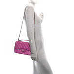 Elaphe Snakeskin Quilted Medium Easy Carry Flap Purple