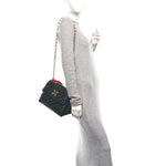 Calfskin Diagonal Quilted Jackhammer 24 Shoulder Bag Black