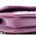 Shiny Lambskin Quilted Extra Mini Flap Purple