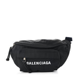 Sport Nylon Logo Embroidered Wheel Belt Bag Black White
