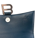 Shiny Calfskin Crocodile Embossed Hourglass Top Handle Bag XS Denim Blue