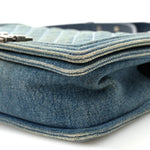 Denim Quilted Medium Boy Flap Blue
