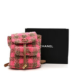 Wool Tweed Elegant Backpack Pink Brown